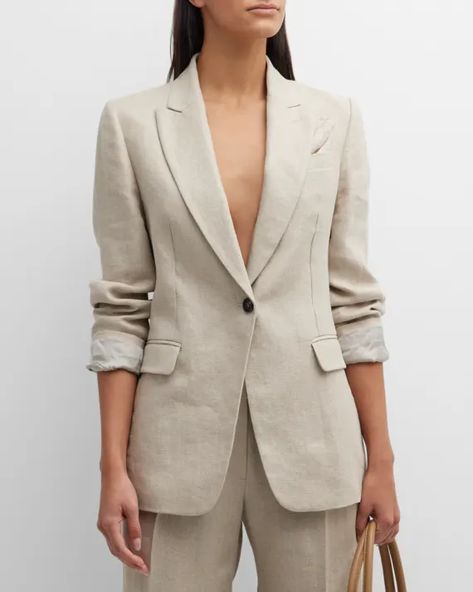 Womens Fitted Blazer, Loose Blazer Outfit, Linen Womens Clothes, Linen Jacket Outfit, Linen Blazer Outfit Women, Linen Coats Women, Blazer 2024, Linen Blazer Outfit, Linen Suits Women