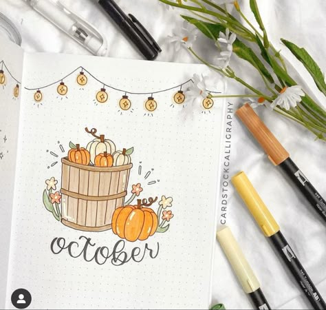 October Cover Page, Drawing Gouache, Bullet Journal Contents, Planner Themes, Bullet Journal Page, Bullet Journal Ideas Templates, Bullet Journal Banner, Good Lighting, Bullet Journal Tracker