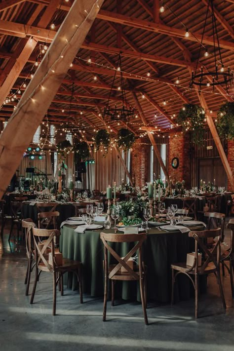 Green Theme Wedding Venues, Inside Outside Wedding, Big Wedding Ideas Receptions, Wedding Inspo Romantic Rustic, Rustic Dark Wedding Decor, Forest Wedding Sage Green, Inside Venue Wedding, November Wedding Venues, Nature Venue Wedding