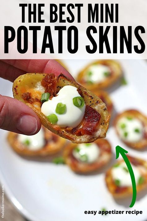 Mini Potato Skins, Potato Skins Appetizer, Snack Potato, Potato Appetizers, Healthy Superbowl Snacks, Bite Size Snacks, Skins Mini, Mini Potatoes, Mini Appetizers