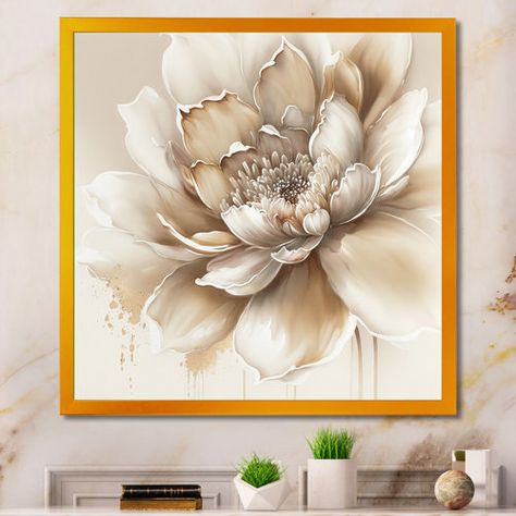 Winston Porter Cream White Flower - Print on Canvas | Wayfair Drawing Room Decor, Acrylic Wall Decor, Metal Wall Sculpture, Mural Floral, Art Flowers, Art Painting Acrylic, Arte Floral, Acrylic Wall Art, Floral Wall Art