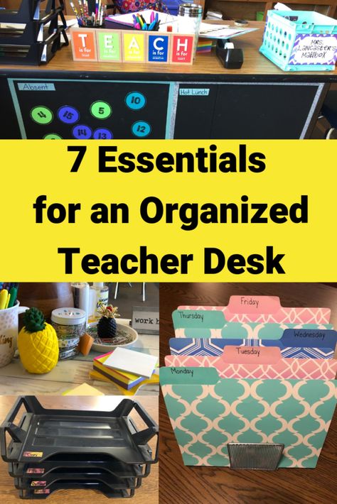 Organized Teacher Desk, Teacher Desk Organization, Organized Teacher, Teacher's Desk, Teaching Organization, Class Organization, Classroom Organisation, Teacher Desk, New Classroom