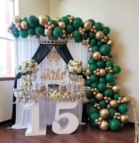 Quince Decor, Quinceanera Theme, Green Wedding Decorations, Quince Theme Ideas, Emerald Green Quinceanera Theme, Enchanted Forest Quinceanera Theme, Quince Centerpieces, Green Quinceanera Theme, Marquee Numbers