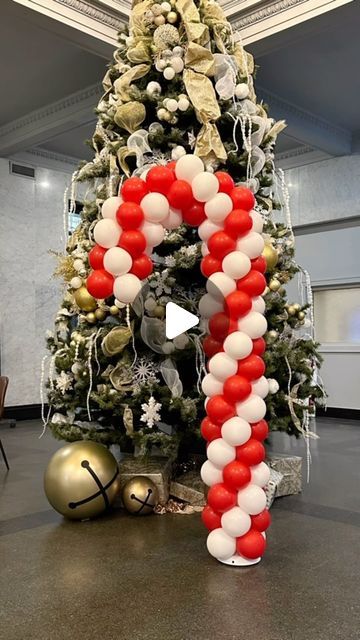 Bubble and Bash Co on Instagram: "🎅🏻 Candy Cane balloon columns for Christmas at @katydepot   #balloon #balloons #balloonart #balloonartist #balloondecor #balloondecoration #balloonstylist #balloondecorator #smallbusiness #smallbusinessowner #womenownedbusiness #PartyRentals #EventDecorRentals #EventDecor #PartyDecor #PartyDecorRentals #BalloonTutorial #ballooninspo #ChristmasBalloons #ChristmasBalloonColumn #CandycaneBalloonColumn #Katy Depot it#DowntownDenison" Jingle Bell Balloons, Red White And Black Balloons, Candy Cane Balloon Garland, Balloon Candy Canes, Polar Express Balloons, Christmas Balloon Pillars, Candy Cane Balloon Columns, Candy Cane Balloons, Candy Cane Balloon Arch