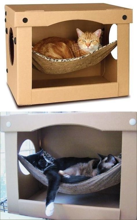 Katt Diy, Katt Grejer, Kat Diy, Chat Diy, Cardboard Cat House, Cat House Diy, Diy Cat Toys, Cat Lounge, Cats Diy Projects