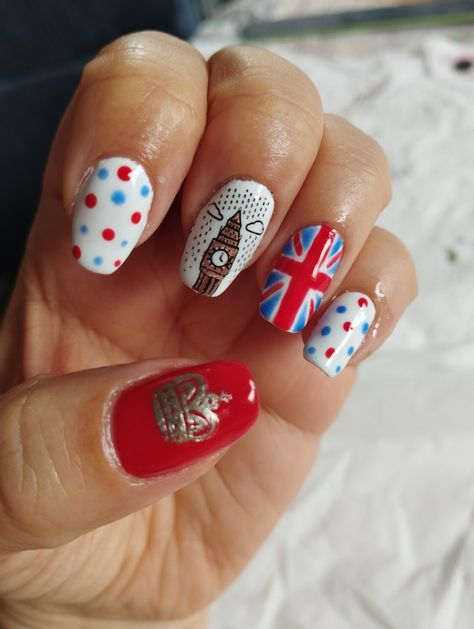 England Nails Designs, British Nails Designs, Coronation Nails, England Nails, British Flag Nails, Marathon Nails, Rock Nails, Flag Nails, Nail Art For Kids