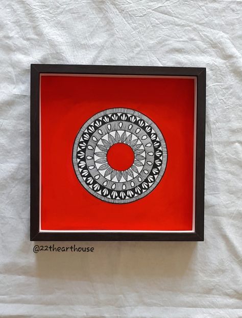 Mandala Frames On Wall, Mandala Frame Wall Art, Mandala Art Frame, Mandala Landscape, Pichvai Painting, Coloured Mandala, Mandala Frame, Worli Painting, Gond Painting