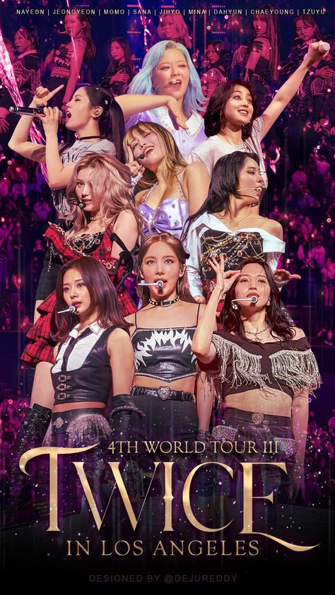 TWICE_4TH_WORLD_TOUR IN LA (@dejureddy) Funny Optical Illusions, Los Angeles Poster, Twice Group, Groups Poster, Twice Fanart, Twice Album, Los Angeles Design, Twice Chaeyoung, Pop Posters