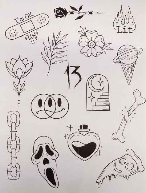 Flower Ideas For Tattoos, Finger Tat Stencils, Easy Tattoo Ideas For Beginners, Snowman Tattoo, Tato Realis, Crystal Wrapping, Ignorant Tattoo, Halloween Tattoo Flash, Tato Flash