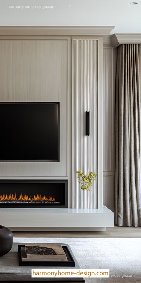 A modern minimalist TV unit combines high-end materials with sleek storage solutions. Modern Classic Tv Unit, New Classic Tv Unit, Modern Classic Tv Cabinet, Modern Classic Tv Wall, Neoclassical Tv Unit Design, Cashmere Tv Unit, Minimalist Tv Unit, Neo Classic Living Room, Neoclassical Interior Tv Wall