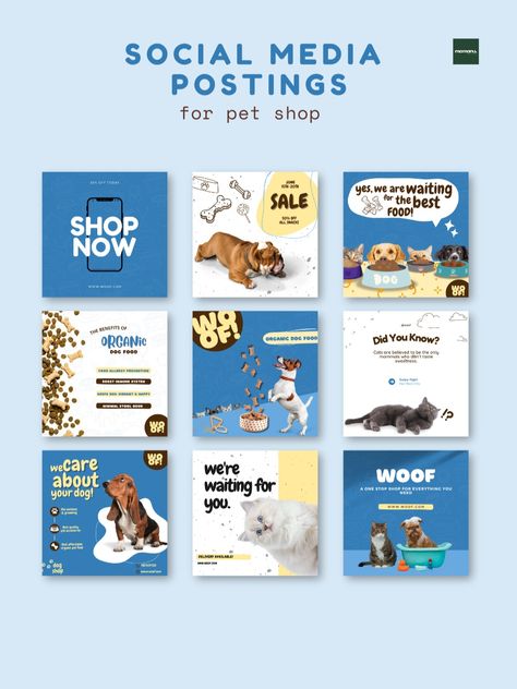 Pet shop social media post template perfect for your vet clinic or pet shop business. Editable file Pet Advertising, Pet Food Packaging, Pet Branding, Instagram Graphic Design, Canva Instagram Templates, Social Media Marketing Planner, Social Media Branding Design, Vet Clinic, Social Media Post Template