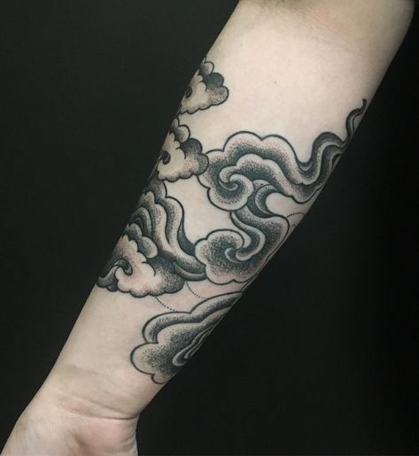 #Tattoos,japanese clouds tattoo Dragon Tattoo With Clouds, Dragon In Clouds Tattoo, Dragon Clouds Tattoo, Japanese Clouds Tattoos, Clouds Arm Tattoo, Cloud Tattoo Arm, Cloud Forearm Tattoo, Black Clouds Tattoo, Japanese Clouds Design