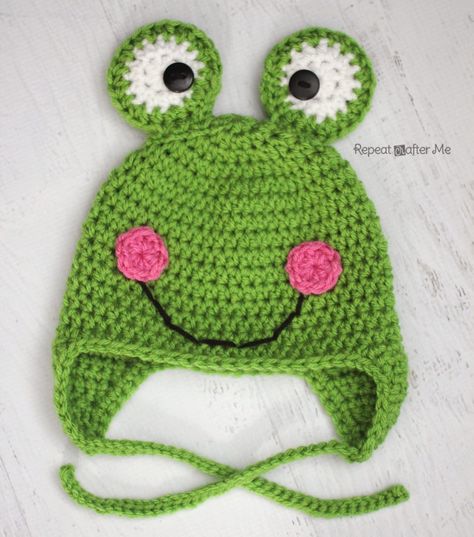 It’s Spring! Bunnies, ducks, puddles, planting seeds, baby birds, blossoming flowers, AND FROGS! If you need a quick and cute crochet project, this frog hat is the one for you! Because it basically only uses one color, it works up fairly fast. Great for the cool spring weather and perfect for a boy or a … Crochet Hats For Boys, Pola Topi, Crochet Animal Hats, Frog Hat, Repeat Crafter Me, Crochet Kids Hats, Confection Au Crochet, Crochet Frog, Crochet Baby Boy