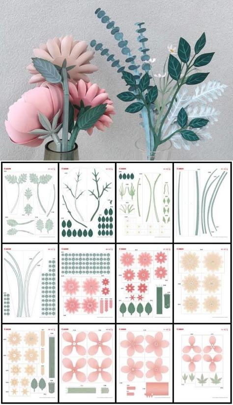 3D Paper crafts library include paper flower arrangements, 3D invites, party favor boxes, 3D decors, pop-ups, layered designs, laser cut lanterns, and more. Get All Acces FREE Trial For First Month! #3dpapercraft #3dsvg #papercraft #diy Paper Projects Diy, Paper Flower Arrangements, Flowers Easy, Desain Quilling, Paper Peonies, Paper Flower Decor, Paper Flower Crafts, Paper Flower Template, How To Make Paper Flowers