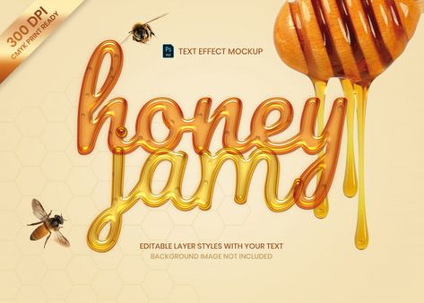 Liquid honey jam text effect print templ... | Premium Psd #Freepik #psd #food Honey Illustration Design, Honey Graphic Design, Bubble Writing Font, Honey Graphic, Template Font, Honey Jam, Font Bubble, Bg Design, Illustrator Design Tutorial