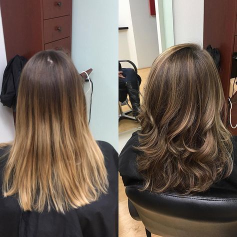 From Blonde Balayage To Brunette, Highlights Into Balayage, Reverse Balayage With Lowlights, Reverse Balayage Brown, Brown Hair Reverse Balayage, Brown Hair Lowlights And Highlights, Dark Brown Hair Reverse Balayage, Brunette Reverse Balayage Hair, Reverse Baylage Brown