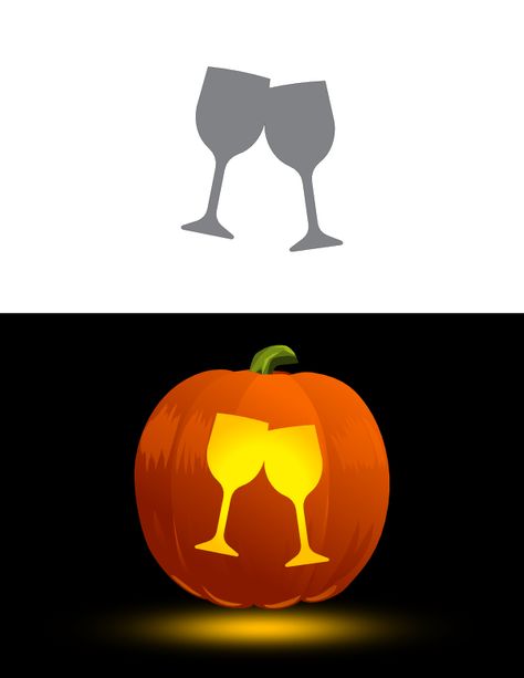 Printable Toasting Wine Glasses Pumpkin Stencil Wine Pumpkin Carving Ideas, Wine Pumpkin Carving, Wine Pumpkin, Pumpkin Carving Template, Pumpkin Wine, Pumpkin Designs, Halloween Pumpkin Designs, Pumpkin Carvings Stencils, Pumpkin Carving Templates