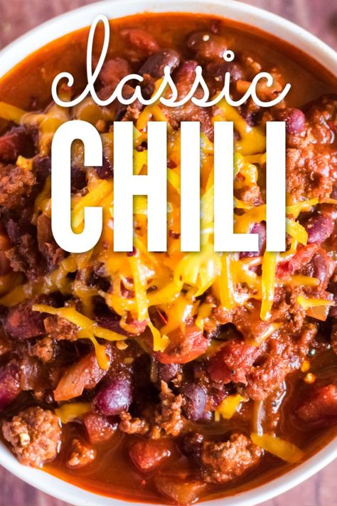 Chili Recipe With Chili Beans, Chili Recipe 1 Pound Beef, Easy Good Chili Recipes, Homemade Chili Recipe Easy, Chili With Hamburger Meat, Easy Yummy Chili Recipe, Chili Recipe Mild, Small Chili Recipe, Classic Crockpot Chili