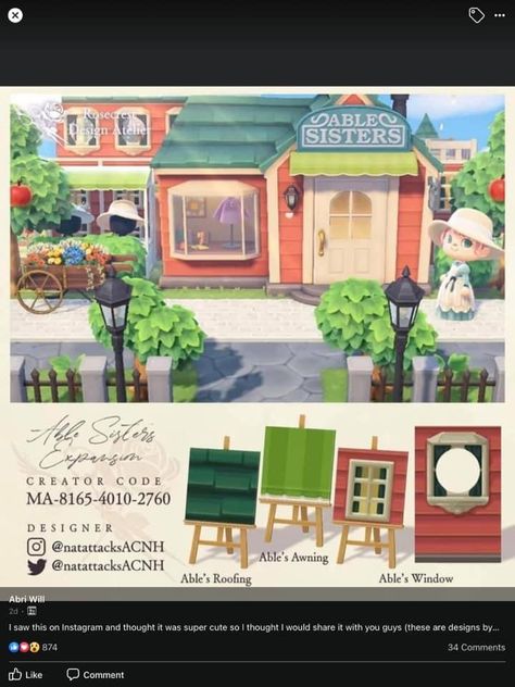 Animal Crossing Able Sisters, Able Sisters, Standee Design, Motif Acnl, Animal Crossing 3ds, Ac New Leaf, Animal Crossing Guide, Animal Crossing Wild World, Island Theme