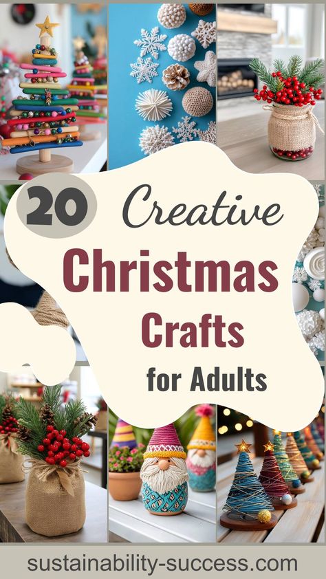 20 Creative Christmas Crafts Adults Will Love To Make Christmas Craft Night Ideas Ladies, Christmas Crafts Adults, Baking Soda Ornaments, Holiday Crafts For Adults, Crafts Adults, Sticks Craft, Christmas Paper Craft, Creative Christmas Crafts, Christmas Party Activities