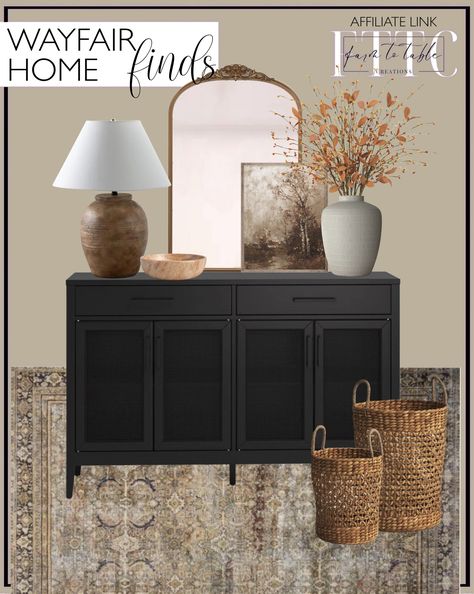 Lark Manor™ Arnfinnur 56'' Wide 2 … curated on LTK Marble Bowl, Seagrass Basket, Black Cabinets, Fall Prints, Table Vases, Ceramic Table, Mirror Decor, Entryway, Table Lamp