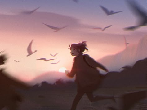 Running character sunset environment Anime Running Aesthetic, Running Aesthetic Drawing, Character In Environment, Running Illustration Drawings, Running Art Illustration, Running Character, Run Illustration, Character Running, Running Illustration