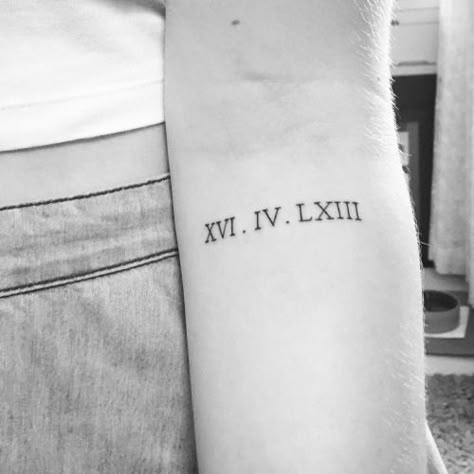 Roman Numeral Tattoo Arm, Roman Numbers Tattoo, Above Elbow Tattoo, Inner Elbow Tattoos, Lower Arm Tattoos, Numeral Tattoo, Roman Numeral Tattoos, Inner Forearm Tattoo, Tattoo Shoulder