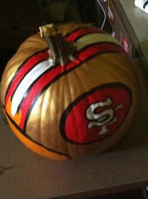 Entry from 49ers Pumpking carving/decorating contest 49ers Faithful, Halloween Pumpkins Painted, Sports Center, 49ers Football, Autumn Ideas, Sf 49ers, Colin Kaepernick, Pumpkin Painting