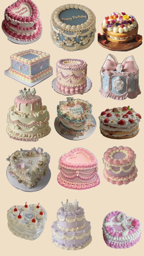 Cottagecore Cake, Cake Boxes Diy, Sweetie Cake, Collage Creator, Vintage Baking, Creative Birthday Cakes, Fantasy Props, Fake Cake, Cute Emoji Wallpaper