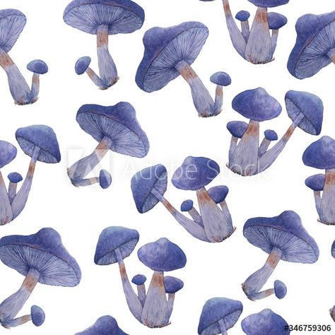 watercolor hand drawn seamless pattern of poisonous dangerous mushroom illustration of webcap fungi with purple violet caps in fall autumn forest wood for nature lovers for Halloween design template #AD , #mushroom, #dangerous, #illustration, #fungi, #webcap Dangerous Illustration, Indigo Illustration, 2022 Inktober, Mushroom Illustration, Forest Wood, Mushroom Drawing, Purple Violet, Autumn Forest, Halloween Design