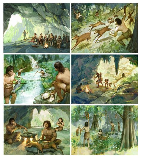 House Near River, Planet Vegeta, Mind Maping, Canon Camera Models, Prehistoric Man, Historical Illustration, Hunting Art, Human Settlement, Prehistoric World