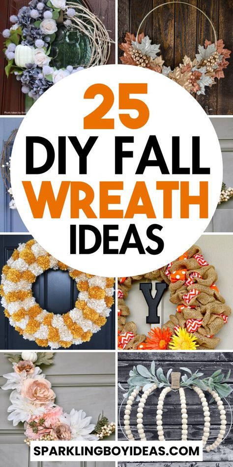 Diy fall wreaths are perfect for your seasonal crafting! Create stunning autumn wreaths with rustic fall wreaths, burlap fall wreath designs, and grapevine wreaths. Try making DIY Thanksgiving wreatha or beautiful pumpkin wreaths for front doors. Harvest wreaths, such as sunflower wreaths and fall berry wreaths, add a charming touch to any home. Discover farmhouse fall wreaths, corn husk wreaths, and woodland fall wreaths to bring the beauty of autumn to your decor. Diy Fall Wreath Ideas, Diy Fall Wreaths, Dollar Store Fall Decor, Fall Wreath Ideas, Pumpkin Wreath Diy, Wreaths Design, Fall Crafts For Adults, Easy Fall Wreaths, Fall Grapevine Wreaths