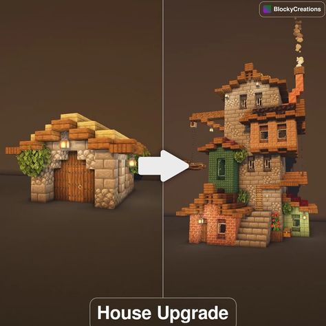 Minecraft Small House, Minecraft Steampunk, Rumah Minecraft Sederhana, Minecraft Structures, Minecraft Interior Design, Bangunan Minecraft, Minecraft House Plans, Minecraft Farm, Minecraft Cottage