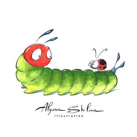 Caterpillar Tattoo, Spider Illustration, Watercolor Birthday Cards, 20 Euro, Rock Painting Ideas Easy, Watercolor Painting Techniques, Pretty Drawings, Cute Doodle Art, Happy Paintings