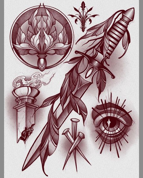 Traditional Dagger Tattoo, Neo Traditional Art, Neo Tattoo, Petit Tattoo, James Smith, Sketch Tattoo Design, Dagger Tattoo, The Last, Tattoo Portfolio