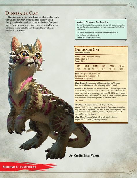 Cat Dungeons And Dragons, Dinosaur Cat Drawing, Dnd Cat Familiar, Find Familiar Dnd, D&d Familiars, D&d Animals, Dungeons And Dragons Creatures, How To Summon A Familiar, Dnd Familiar Homebrew