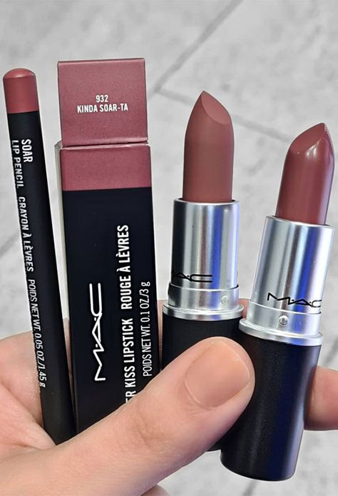 11. Kinda Soar-Ta, Matte Soar & Soar Lip pencil Mac Kinda Soar-Ta, Matte Soar & Soar Lip pencil  Mac From left Soar lip pencil Kinda... Glass Lipstick, Mac Lip Glass, Mac Brave, Storybook Cosmetics, Mac Lipstick Swatches, Mac Lipstick Shades, Mac Lip, Mac Lips, Lipstick Shade