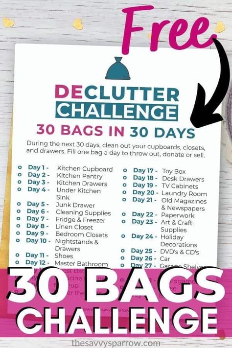 Want to declutter your house without getting overwhelmed? Try removing just ONE bag of clutter a day! Use this printable 30 Bags in 30 Days Decluttering Challenge to stay on track! A great printable decluttering checklist to help you get started decluttering, even if you're overwhelmed by the mess! Top Desserts, Decluttering Checklist, Decluttering Challenge, Minimalism Challenge, Monthly Cleaning, Declutter Checklist, Declutter Home, Declutter Challenge, Organizing Challenges