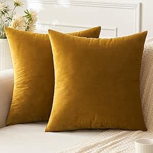 ANRODUO Pack of 2 Velvet Fall Pillow Covers Mustard Yellow Throw Pillow Covers 20x20 Inch Decorative Pillows Euro Cushion Case Soft Solid Square Cozy Modern Home Decor Pillowcase for Sofa Couch Bed Mustard Yellow Couch, Cozy Modern Home Decor, Cozy Modern Home, Fall Pillow Covers, Yellow Throw Pillow, Yellow Couch, Fall Pillow, Yellow Throw Pillows, Fall Pillow Cover