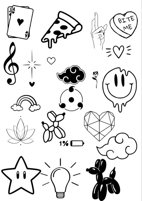 Receive SVG designs for mini tattoos ideal for arms, hands and fingers. It has a variety of drawings, as well as designs inspired by planets and the cosmos. If you are interested in a custom design, do not hesitate to write. Resale of this design is not permitted. Small Tattoo Finger, Tattoos Fine Line, Easy Tattoos To Draw, Draw Tattoo, Tattoo Finger, Cute Small Drawings, Beginner Tattoos, Sharpie Tattoos, Hand Doodles