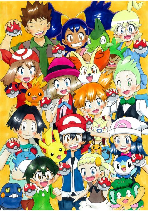 Ash Ketchum and Pikachu with all of their friends ^.^ ♡ Ash Ketchum And Pikachu, Pokemon Decal, Ash And Friends, Ash Serena, Pokémon Heroes, Pokemon Kalos, Cartoon Pokemon, Ash Pikachu, Pokemon Ash And Serena