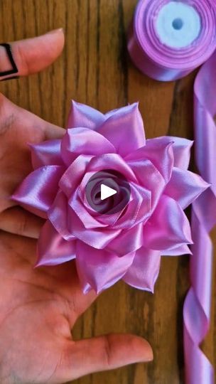 Diy Lace Ribbon Flowers, 50k Views, Ribbon Flower, Flower Diy, Ribbon Crafts, Lace Ribbon, Crafty Diy, Ribbon Flowers, Diy Handmade