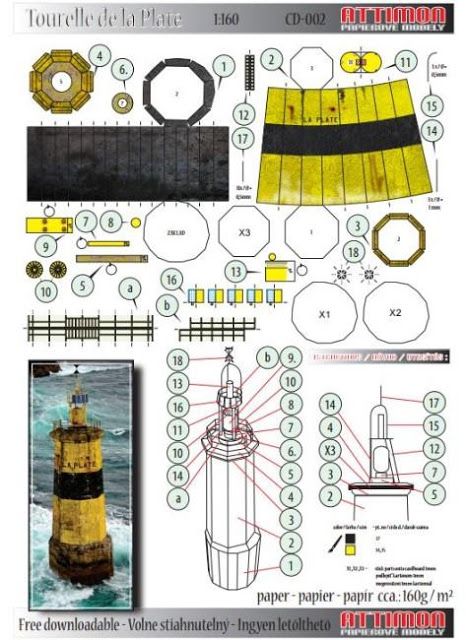 PAPERMAU: Tourelle de La Plate Lighthouse Paper Model - by S... Papercraft Anime, Paper Buildings, Lighthouse Crafts, Free Paper Models, Paper Car, Lighthouse Photos, Paper Doll House, Glitter Houses, Paper Light