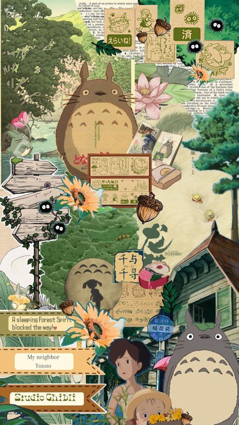 Collage for those who also wish they could nap on Totoro’s belly Totoro Poster, Studio Ghibli Aesthetic, Studio Ghibli Wallpaper, Ghibli Background, Ghibli Wallpaper, Anime Collage, Ghibli Aesthetic, My Neighbour Totoro, Personajes Studio Ghibli