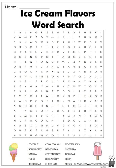 awesome Ice Cream Flavors Word Search Ice Cream Word Search, Second Grade Word Search, Cute Word Search, Cross Word Puzzles For Kids, Word Search Aesthetic, Cross Word Puzzles, Hard Word Search, July Word Search, Word Searches For Kids