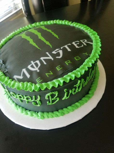 Monster energy drink cake Monster Energy Cake, Bug Birthday Cakes, Drink Cake, Monster Wall, Monster Energy Girls, Tumblr Food, Monster Crafts, Monster Energy Drink, Monster Cake