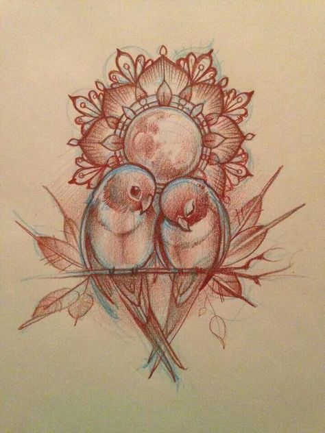 Lovebird Tattoo, Love Birds Drawing, Tier Tattoo, Kunst Tattoos, Desenho Tattoo, Two Birds, Pencil Art Drawings, Birds Tattoo, Arte Animal