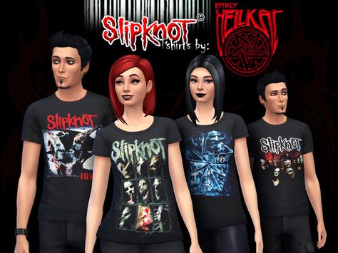 EmilyK1984's SlipKnoT TShirts Sims 4 Cc Slipknot, Nirvana Clothes, Goth Sims 4, Ts4 Mod, Sims 4 Cc Goth, Goth Male, Mods Ts4, Sims Finds, Scene Shirt