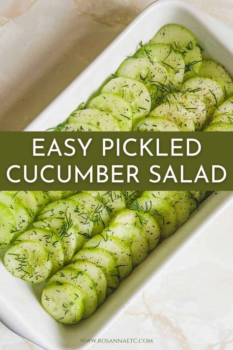 Easy Pickled Cucumber Salad With Fresh Dill Pickled Salads, Seafood Side Dishes, Side Dishes Summer, Chicken Side Dishes, Salads Summer, Pickled Cucumber Salad, Fish Sides, Summer Side Dishes Recipes, Easy Cucumber Salad