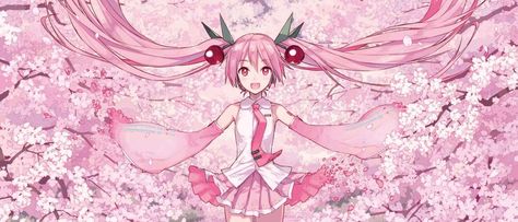 Sakura Miku, Kawaii Background, Cute Headers For Twitter, Hello Kitty Characters, Sakura Tree, Kawaii Core, Laptop Wallpaper, Cute Anime Pics, Wallpaper Pc